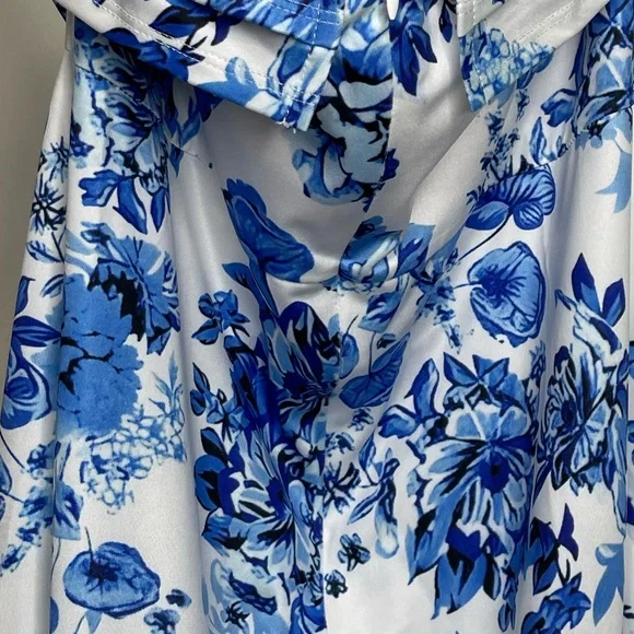 Commense Multi Floral Split Blue Long Dress size XL - Picture 4 of 4